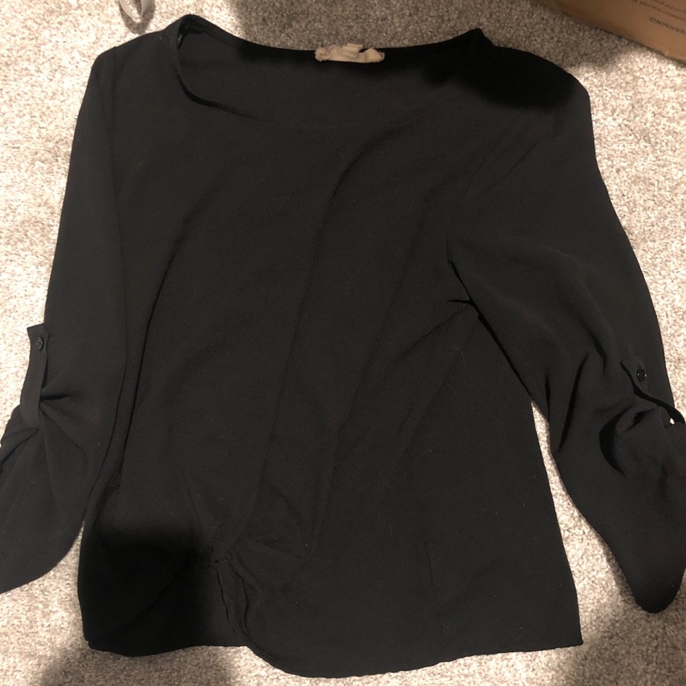 Hippie Rose Black 3/4 Sleeve Scoop Neck Top